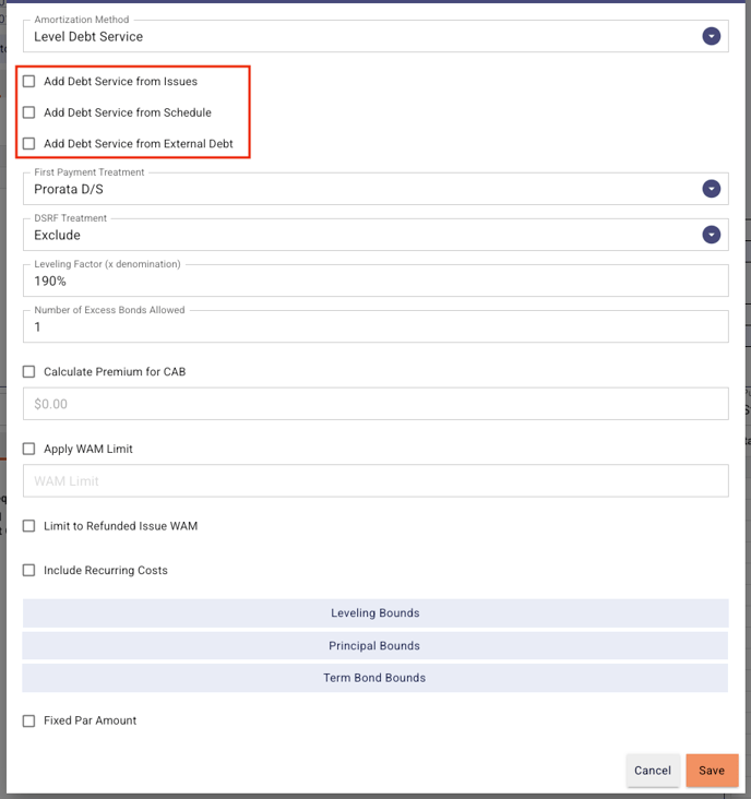 Wrap debt with all three options